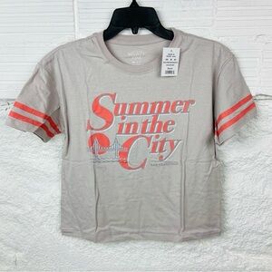 NWT MIGHTY FINE gray striped cotton SUMMER IN THE CITY san Francisco cropped top